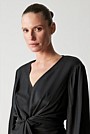 Viscose Silk Jacquard Twist Front Blouse