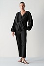 Viscose Silk Jacquard Twist Front Blouse