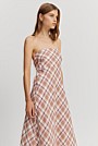 Organically Grown Linen Check Strapless Dress