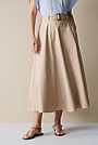 Cotton Sateen Belted Skirt