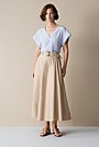 Cotton Sateen Belted Skirt