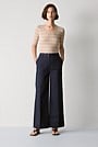 Sateen Blend Wide Leg Pant