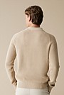 Cotton Rib Knit Long Sleeve Polo