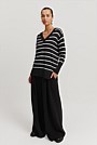 Verified Australian Merino Wool Stripe V-Neck Knit