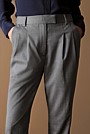 Yarn Dyed Stretch Wool Pleat Front Pant