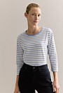 Organically Grown Cotton Stripe 3/4 Sleeve T-shirt