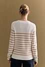 Cotton Cashmere Blend Striped Knit Crew