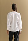 Linen Collarless Blouson Sleeve Blouse