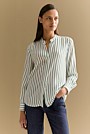 Silk Striped Tie Neck Shirt