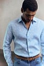 Tailored Fit Linen Abstract Tile Print Shirt