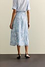 Draped Twill Butterfly Print Pleat Detail Skirt