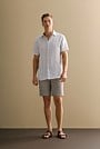 Regular Fit Linen Multi Stripe Short Sleeve Shirt