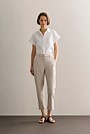 Yarn Dyed Stretch Cotton Twill Capri Pant