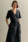 Linen Short Sleeve Wrap Dress