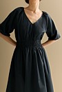 Cotton Sateen Shirred Waist Dress