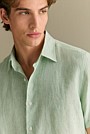 Regular Fit Delave Linen End on End Short Sleeve Shirt