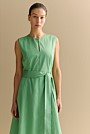 Cotton Sateen Keyhole Sleeveless Dress