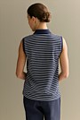 Australian Cotton Stripe Sleeveless Polo Top