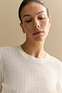 Mercerised Lace Knit 3/4 Sleeve Crew