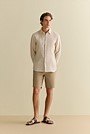 Tailored Fit Basketweave Linen Shirt