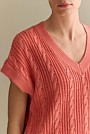 Mercerised Cable Knit Relaxed V Neck Top