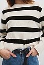 Organically Grown Cotton Blend Stripe Crop Crew Neck Knit