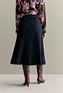 Cotton Blend Denim A-Line Skirt