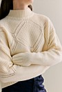 Wool Cotton Textured Mock Neck Pullover