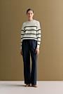 Cotton Cashmere Textured Stripe Crew