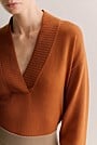 Cotton Cashmere Relaxed V Neck Knit