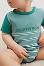 Organically Grown Cotton Stripe Logo T-Shirt Bodysuit