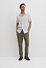 Regular Fit Linen Short Sleeve Stripe Shirt