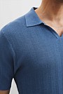 Cotton Silk Stripe Open Neck Polo