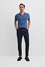 Cotton Silk Stripe Open Neck Polo