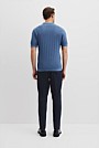 Cotton Silk Stripe Open Neck Polo