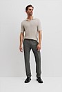 Cotton Silk Stripe Open Neck Polo