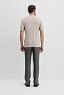 Cotton Silk Stripe Open Neck Polo