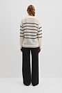 Organically Grown Cotton Linen Stripe Mesh Long Sleeve Polo Knit