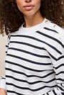Cotton Terry Stripe Button Detail Sweat