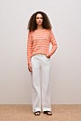 Cotton Linen Stripe Crew Knit