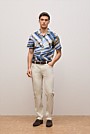Cotton Abstract Stripe Short Sleeve Shirt