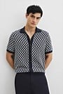 Cotton Short Sleeve Geometric Knit Shirt