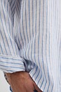 Long Sleeve Regular Fit Organically Grown Linen Stripe Shirt