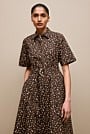 Leopard Poplin Belted Dress