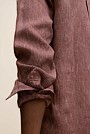 Regular Fit Fine Stripe Linen Long Sleeve Shirt