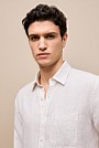 Regular Fit Fine Stripe Linen Long Sleeve Shirt