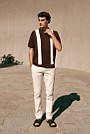 Cotton Linen Graphic Knit Polo