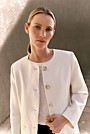 Basketweave Linen Collarless Jacket