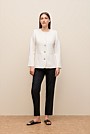 Basketweave Linen Collarless Jacket