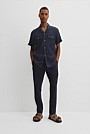 Double Pocket Textured Linen Short Sleeve Shirt